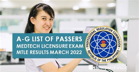 MTLE RESULTS: March 2022 Medtech board exam list of .